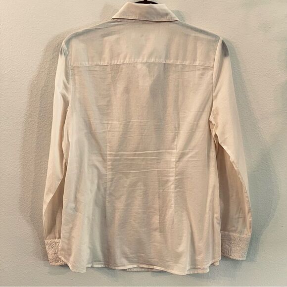 Coldwater Creek Blouse Womens  Ivory Size Medium Cottagecore Lightweight Romance - Picture 8 of 8